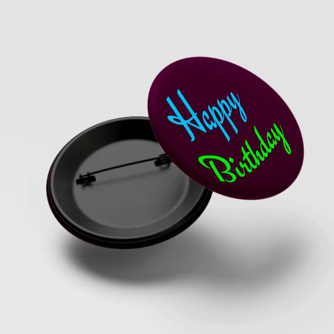 Customized Big Button Badges Black In Pack Of 10