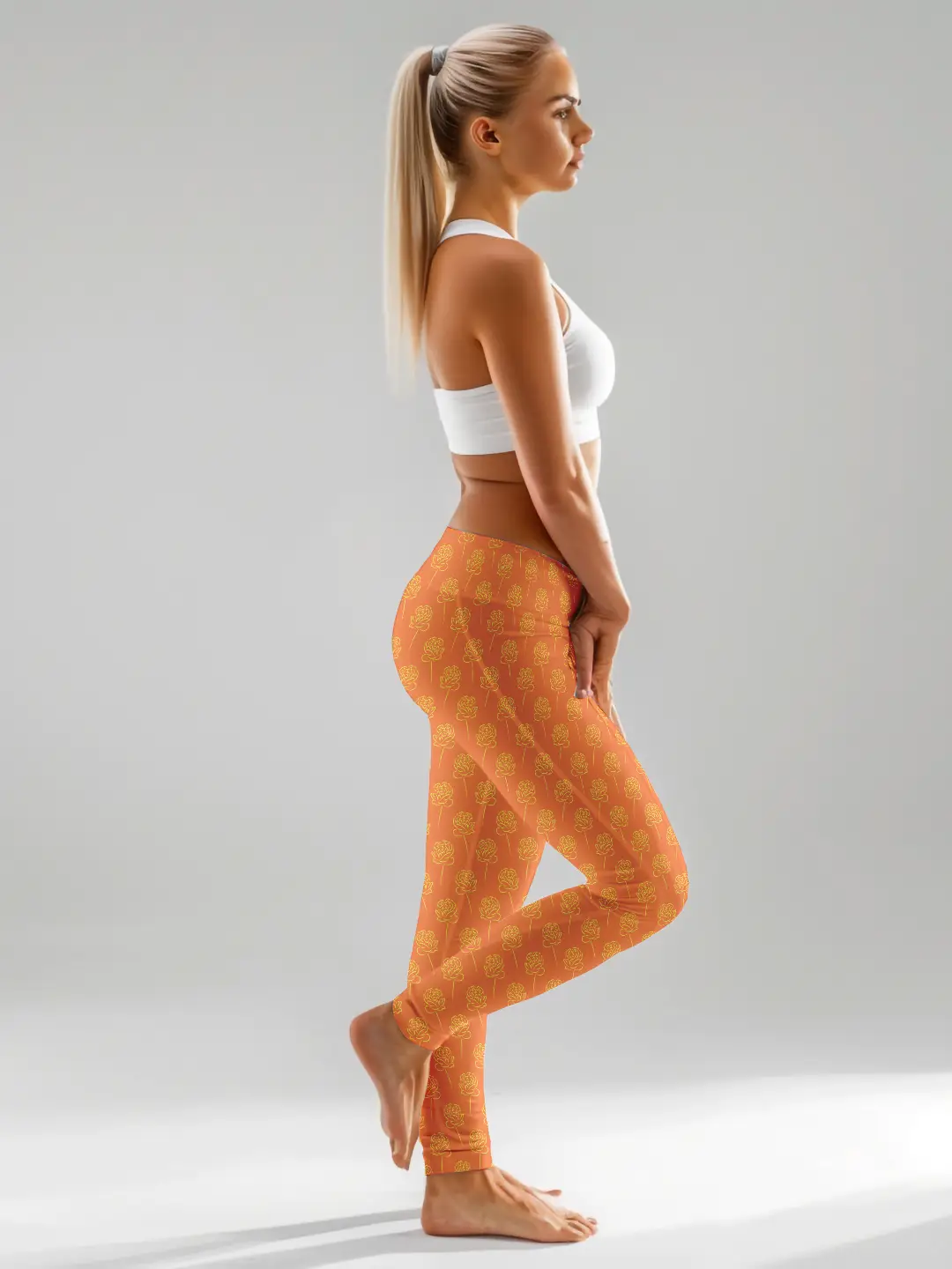 Roses Orange Women Leggings - Image 3