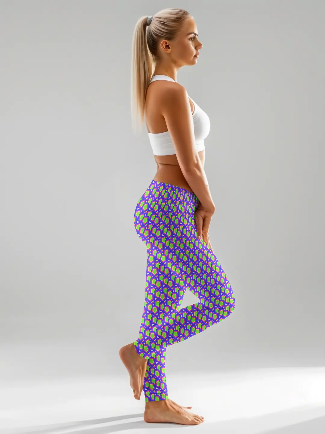 Geometric Print Colorful Women Leggings - Image 3