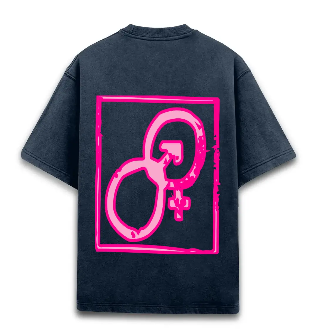 Equality Unisex Acid Washed Oversized T-shirt Navy Blue