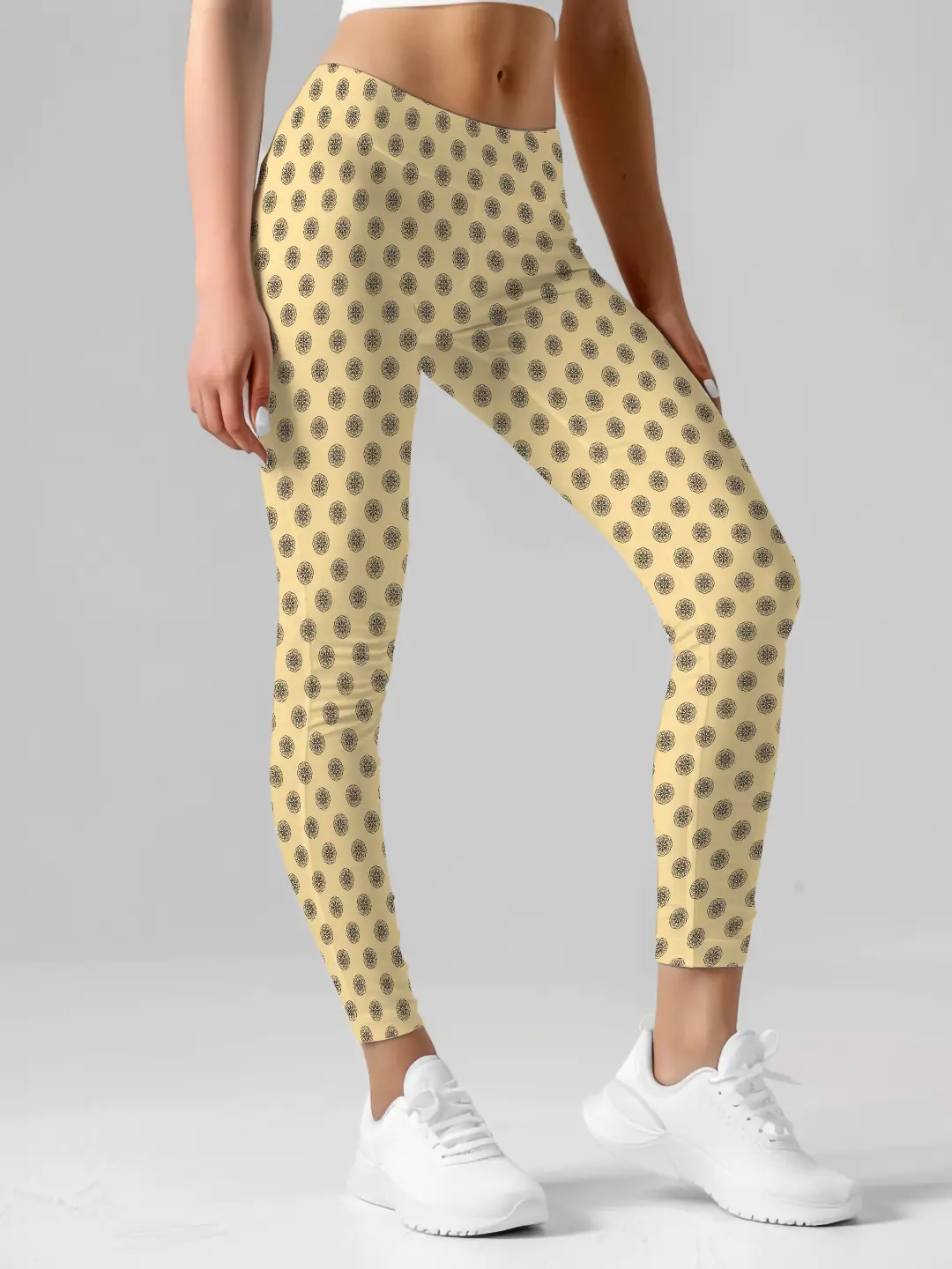 Mandala Prints Butter Yellow Women Leggings