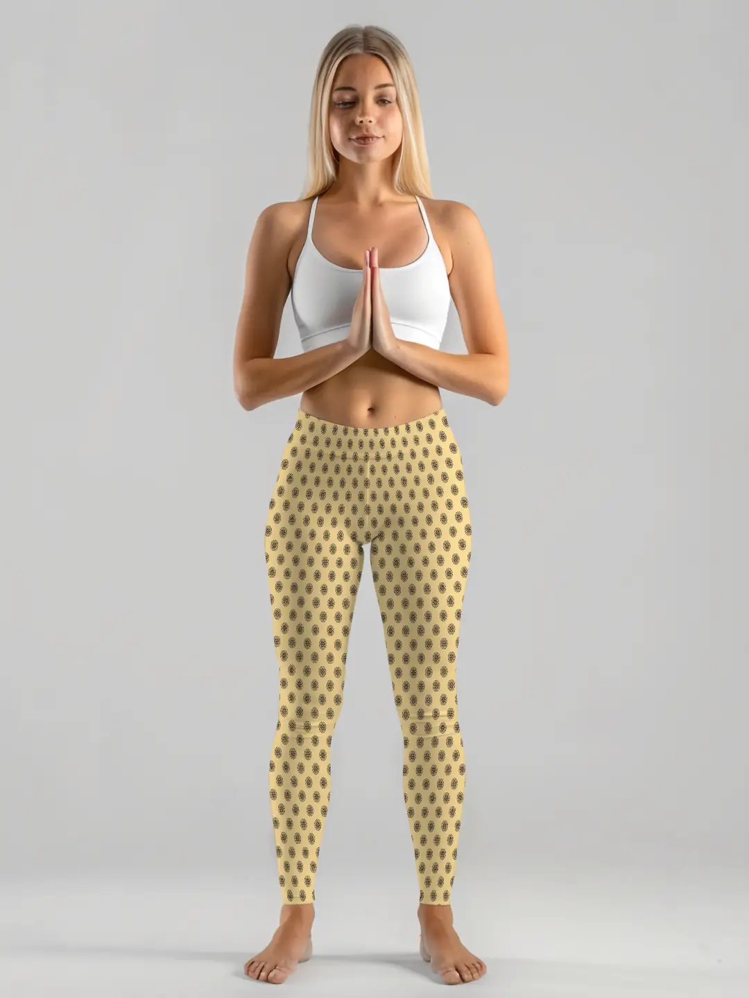Mandala Prints Butter Yellow Women Leggings - Image 2