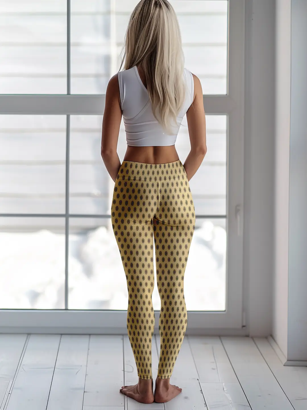 Mandala Prints Butter Yellow Women Leggings - Image 4