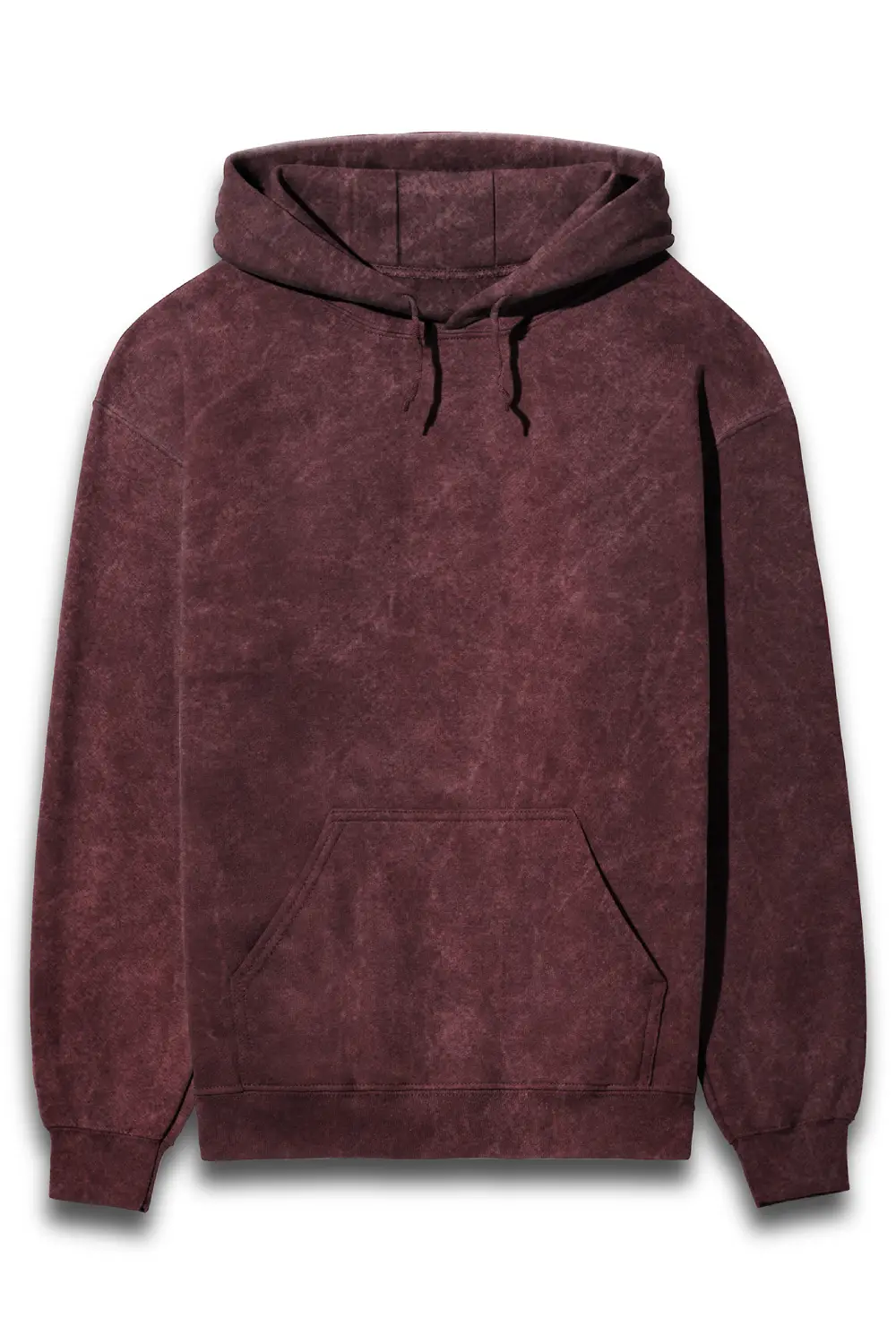 Acid Wash Hooded Sweatshirt Maroon