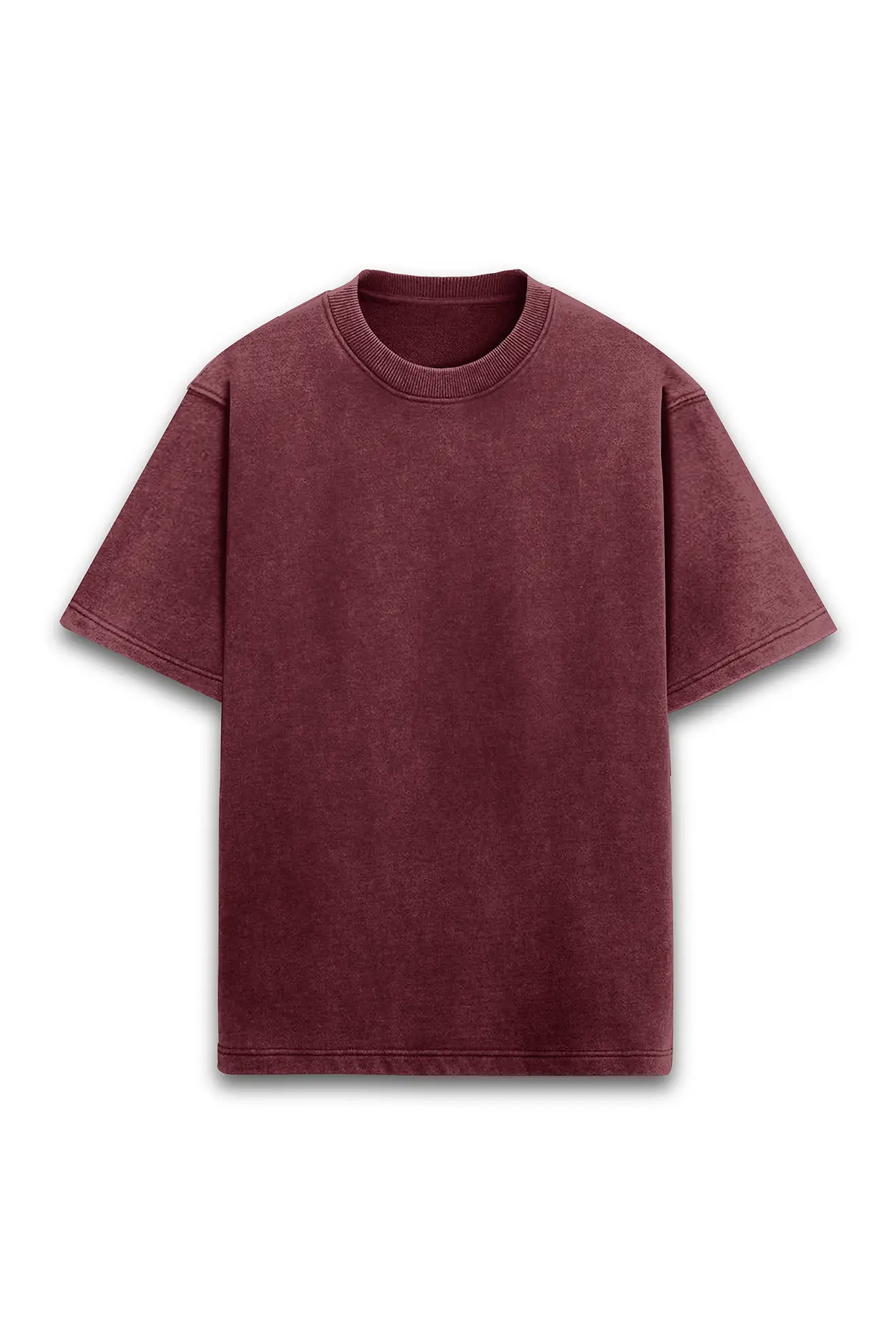 Acid Washed Oversized Classic T shirt Maroon