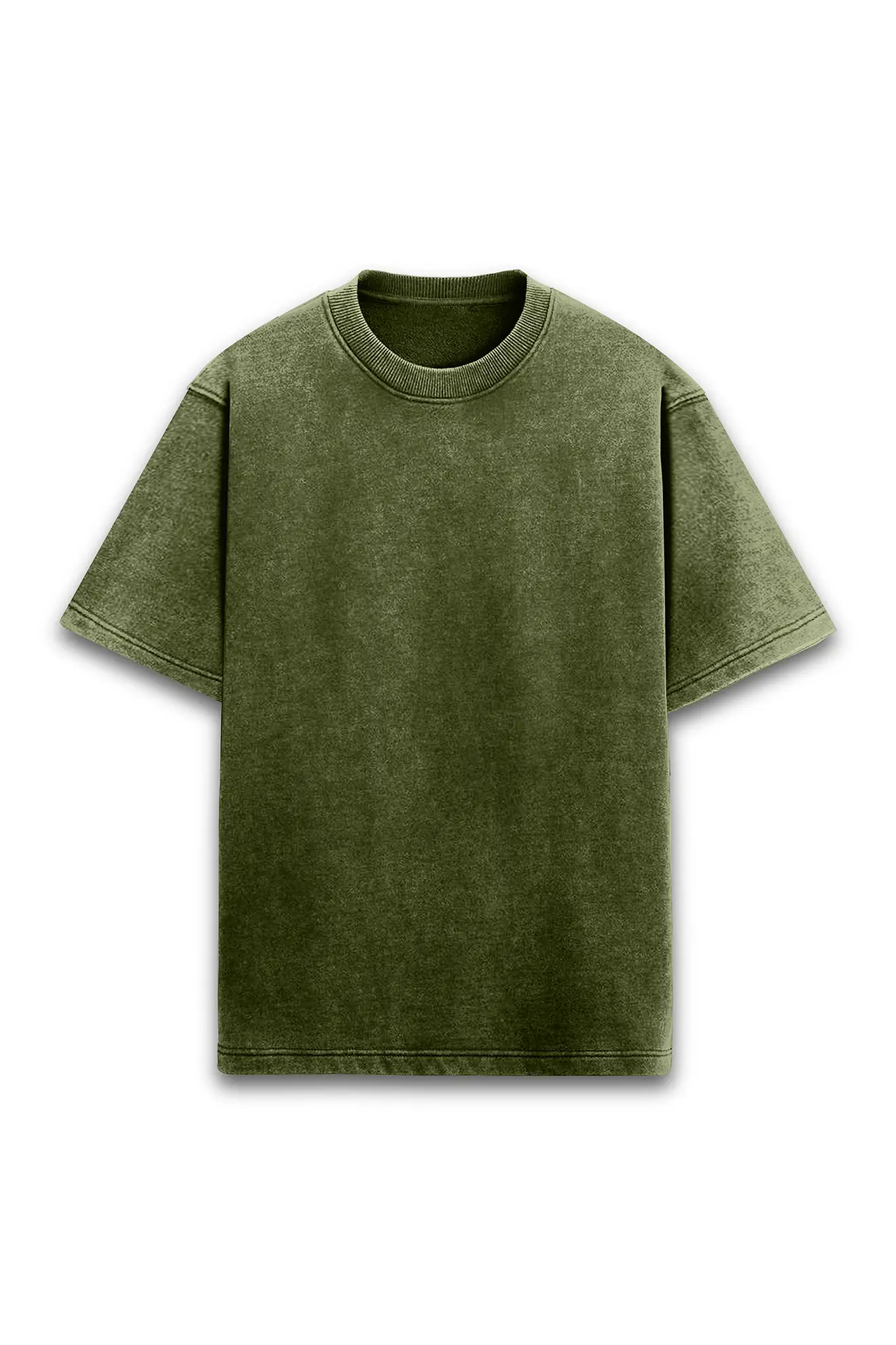 Acid Washed Oversized Classic T shirt Olive Green