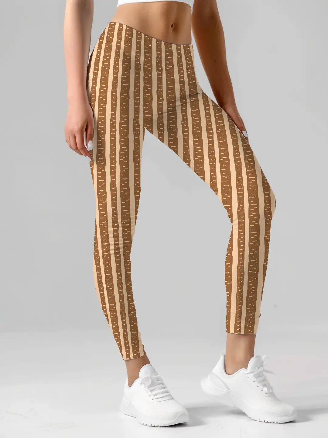 Printed Striped Brown Women Leggings