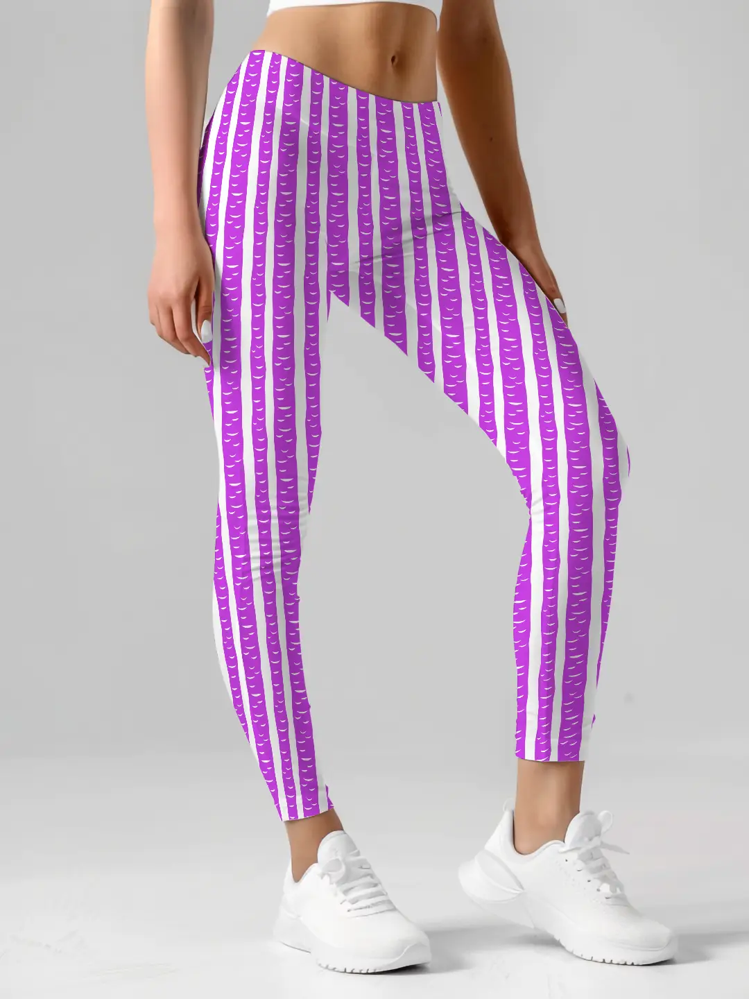 Purple Striped Pattern Women Leggings