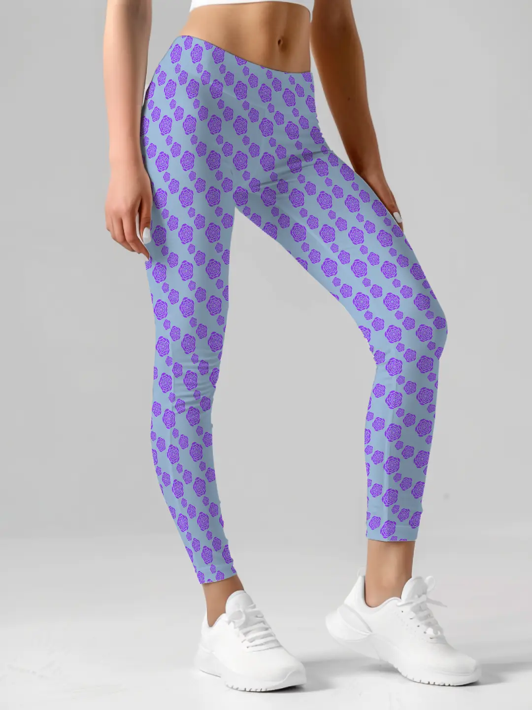 Floral Purple Women Leggings - Image 3