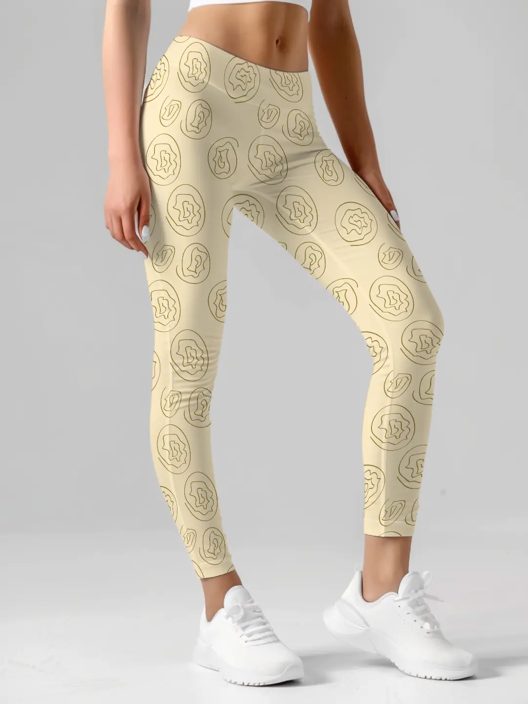 Floral Printed Creamy Yellow Women Leggings