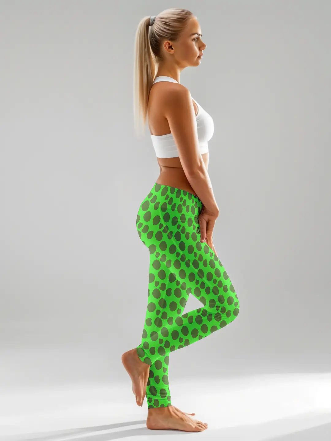 Polka Dots Green Women Leggings - Image 3