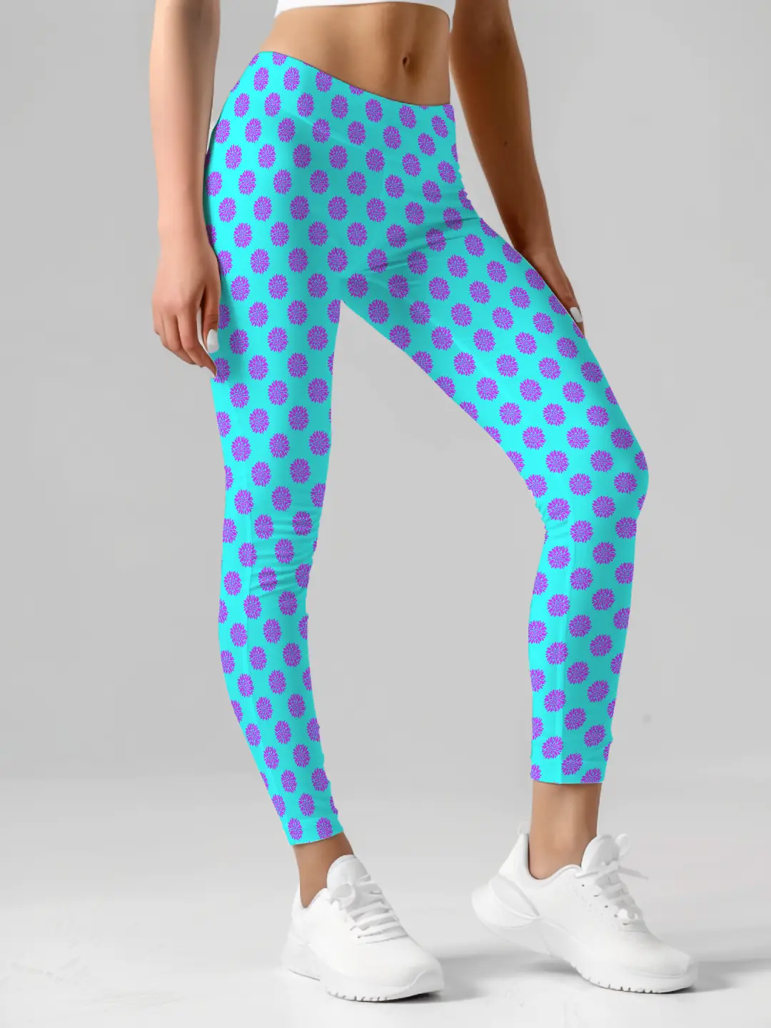 Flower Prints Sky Blue Women Leggings
