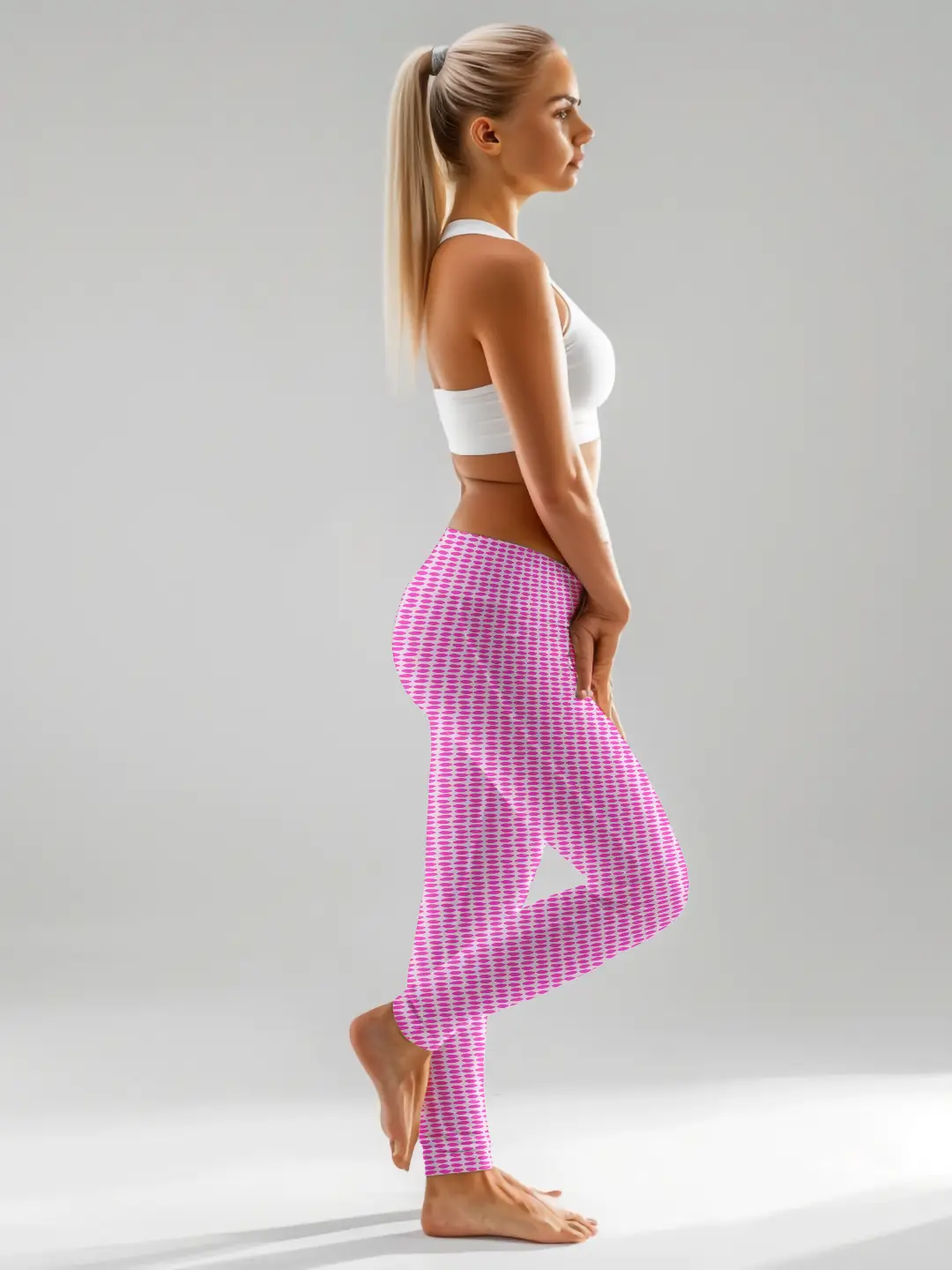 Pebbles Print Pink Women Leggings - Image 4