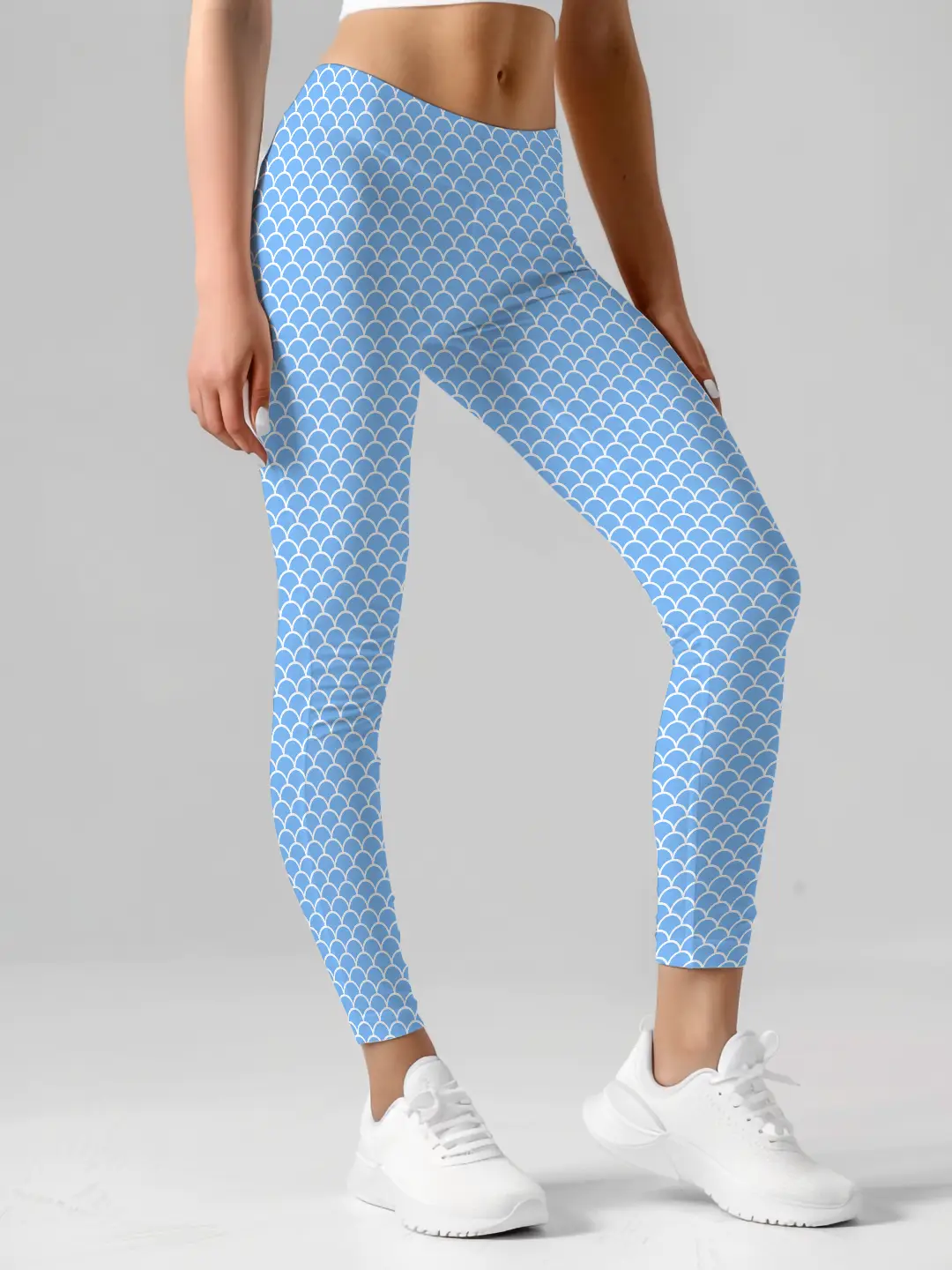 Shells Prints Sky Blue Women Leggings - Image 4