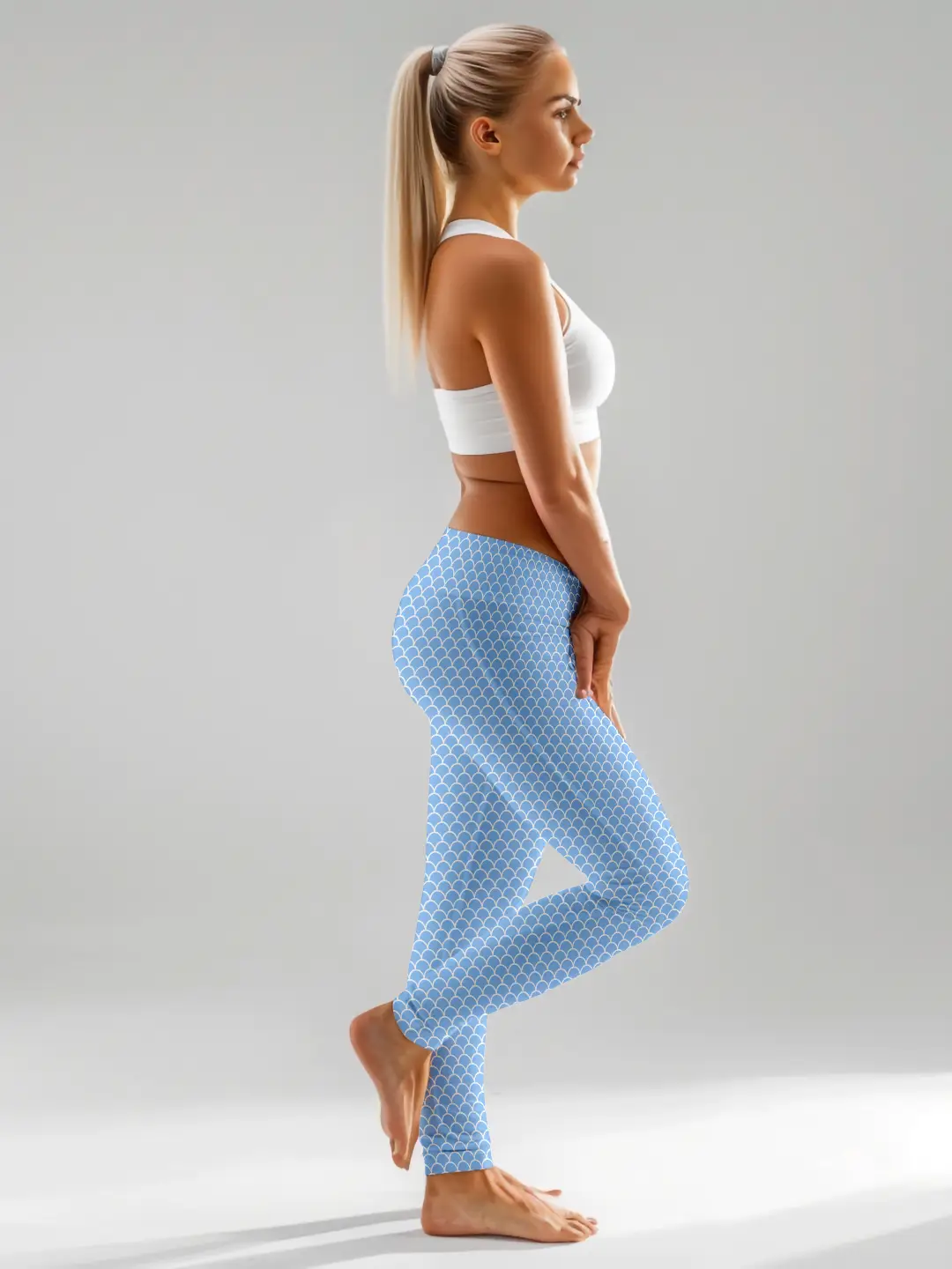 Shells Prints Sky Blue Women Leggings - Image 2