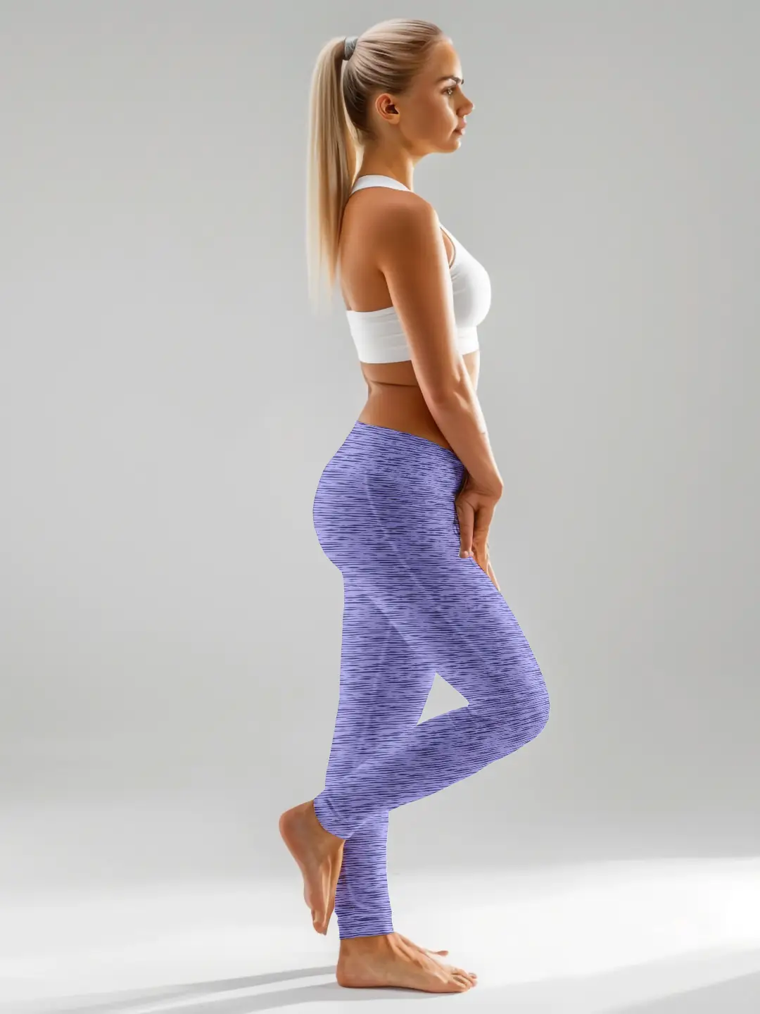 3/4 Casual Lavender Women Leggings - Image 4