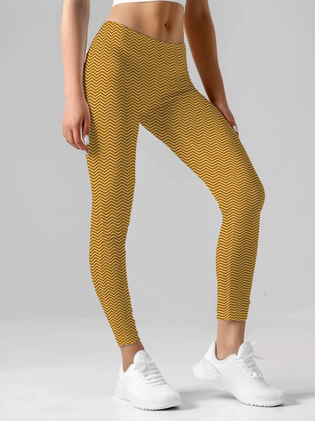 Zigzag Printed Brown Women Leggings