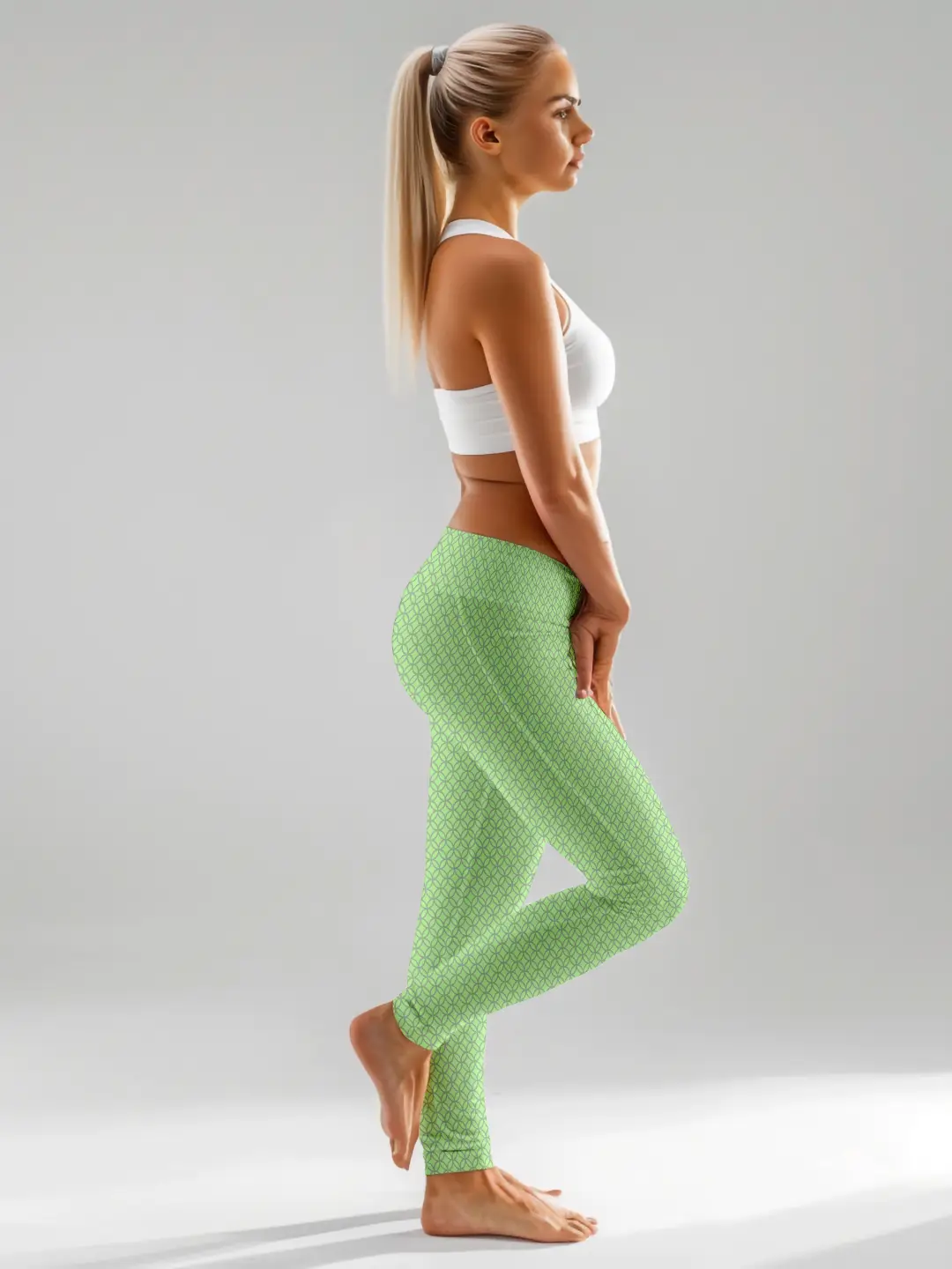Jali Print Light Green Women Leggings - Image 4