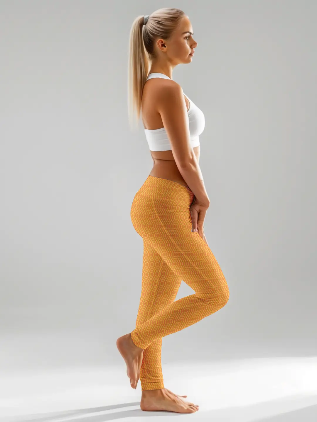 Stretchable Premium Elastane Lycra Orange Women Leggings - Image 3
