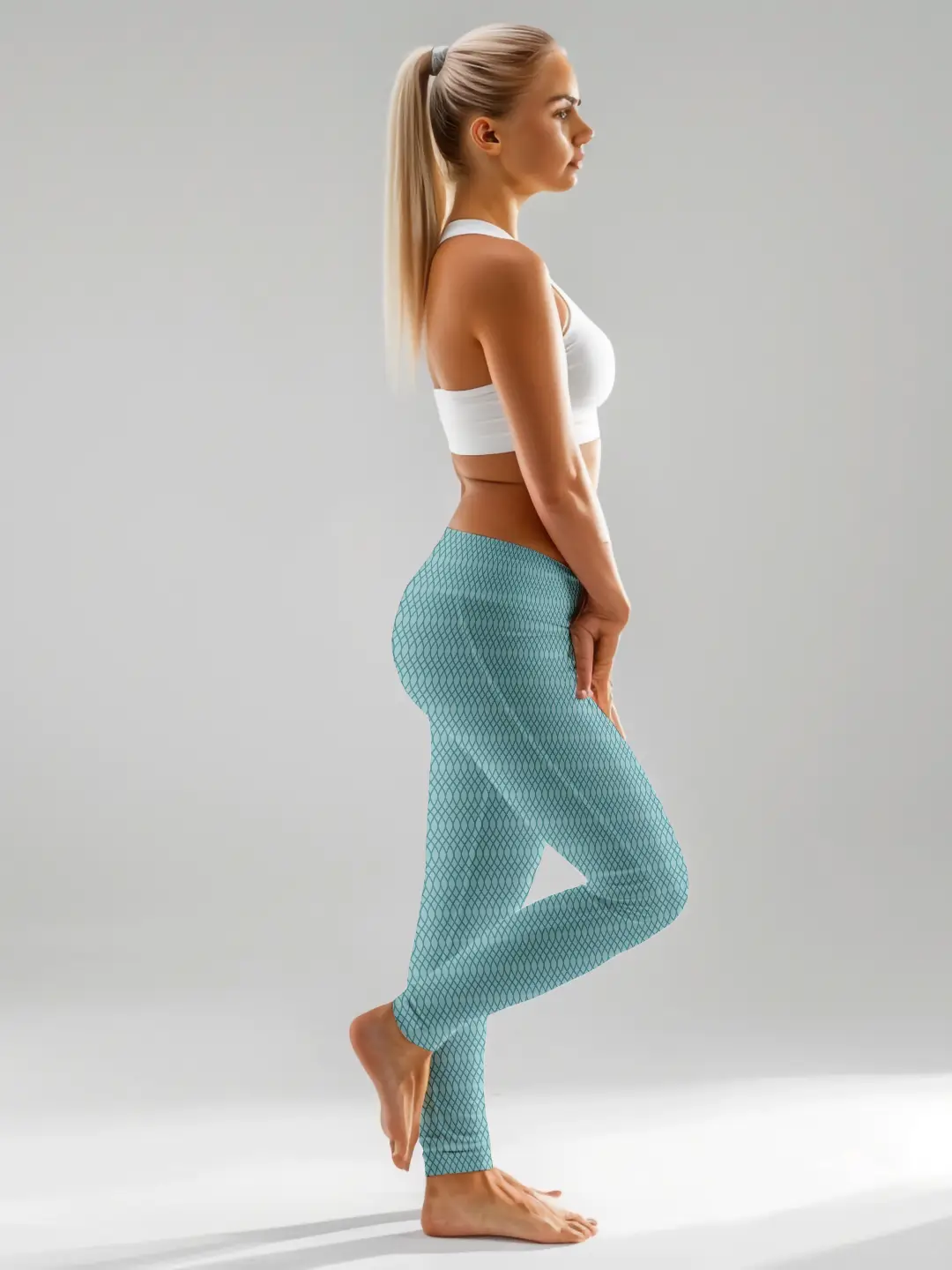 Stretchable Premium Elastane Lycra Teal Women Leggings