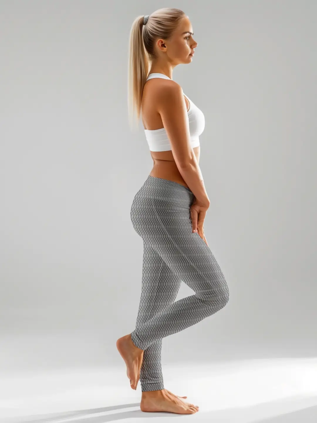 Stretchable Premium Elastane Lycra Grey Women Leggings - Image 3