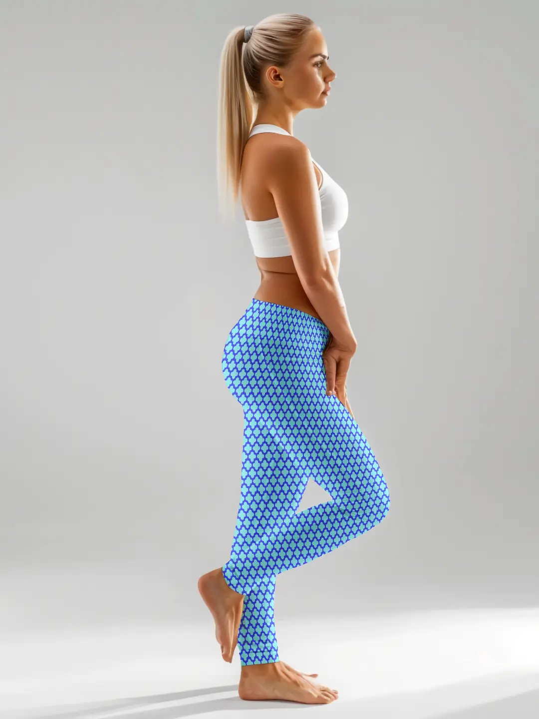 Casual Abstract Print Blue Women Leggings - Image 3