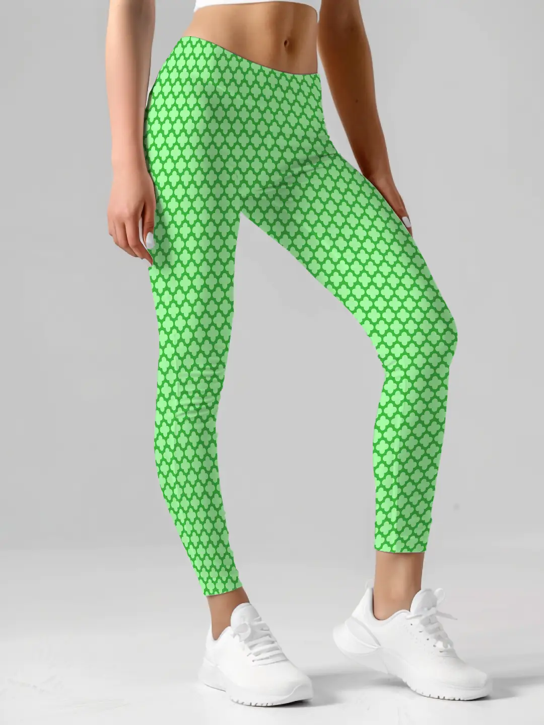 Casual Abstract Print Pista Green Women Leggings