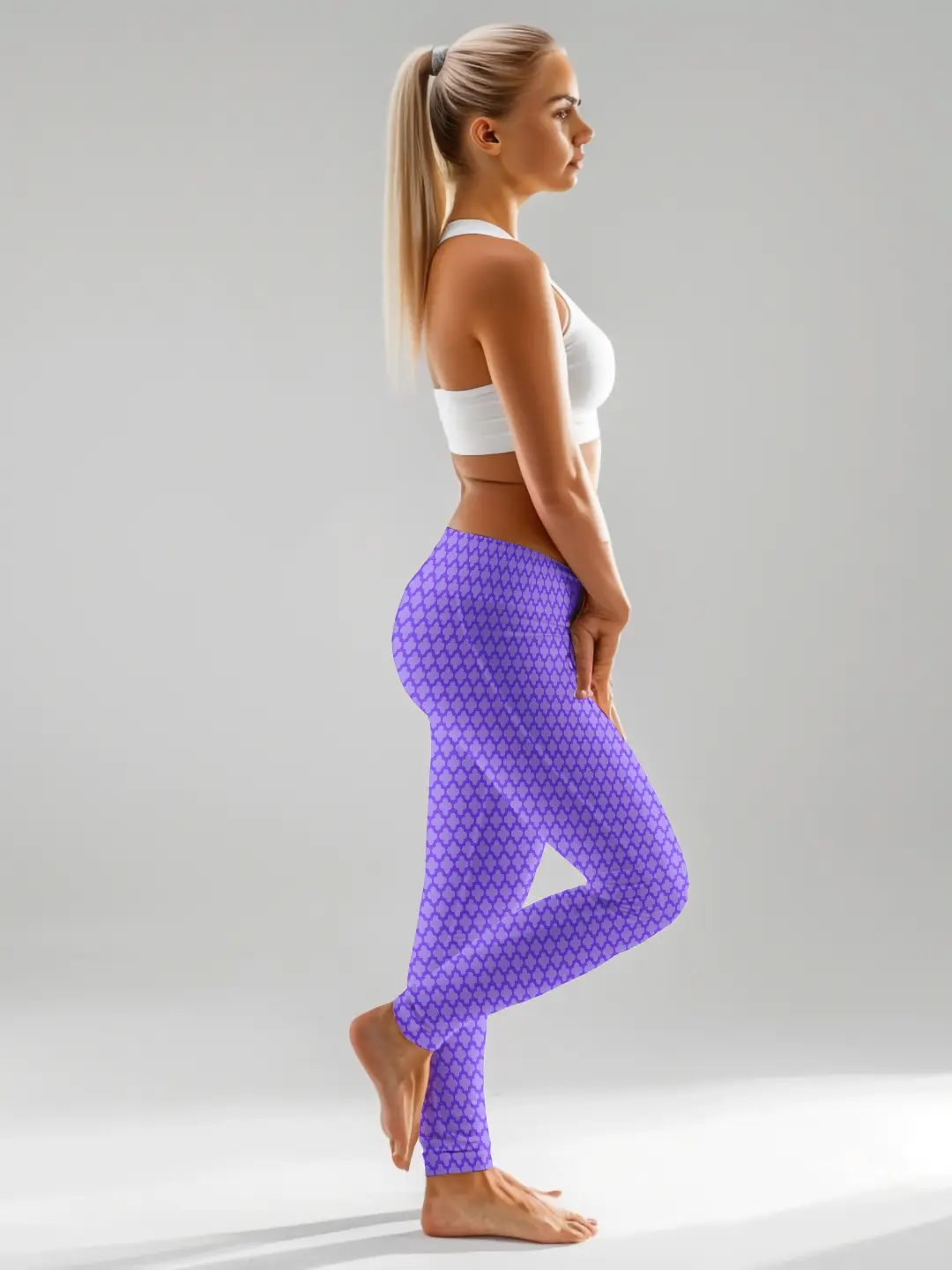Casual Abstract Print Purple Women Leggings - Image 3
