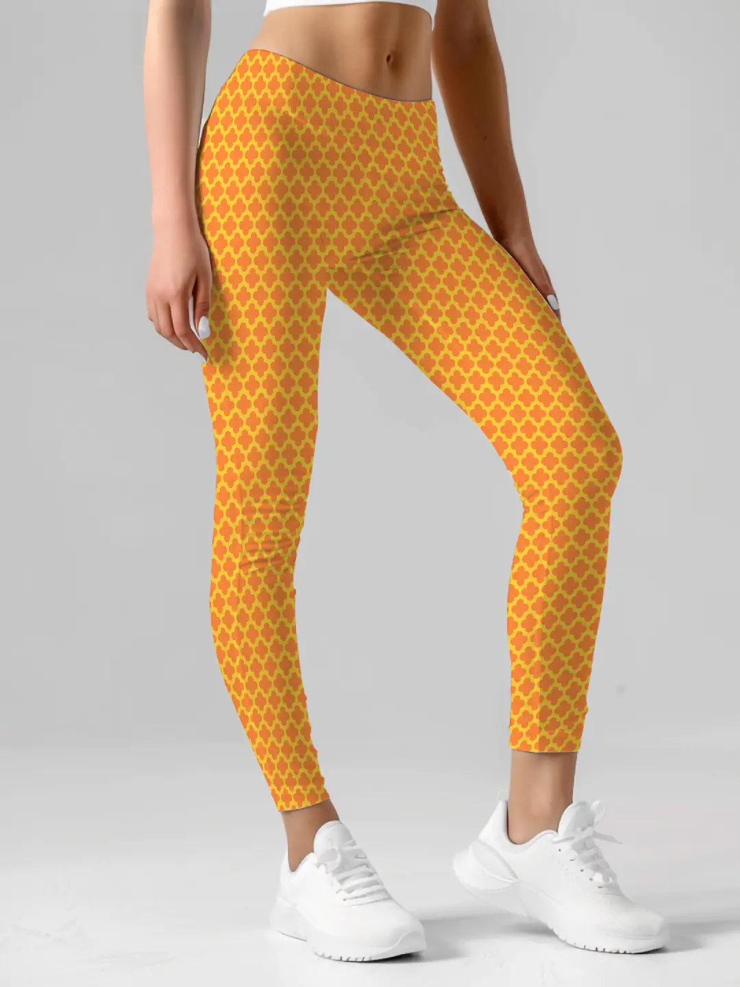 Casual Abstract Print Orange Women Leggings - Image 2