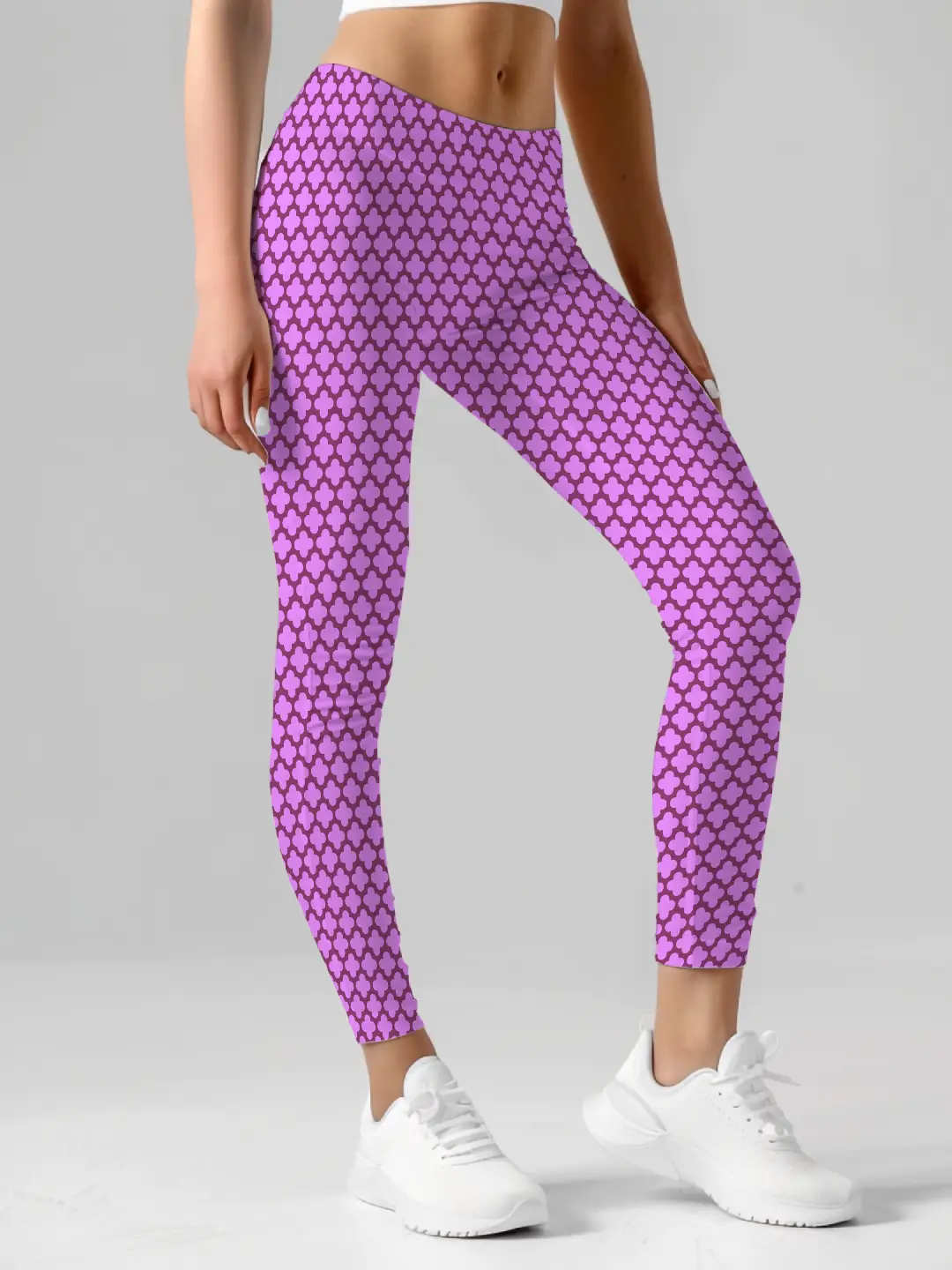 Casual Abstract Print Pink Women Leggings