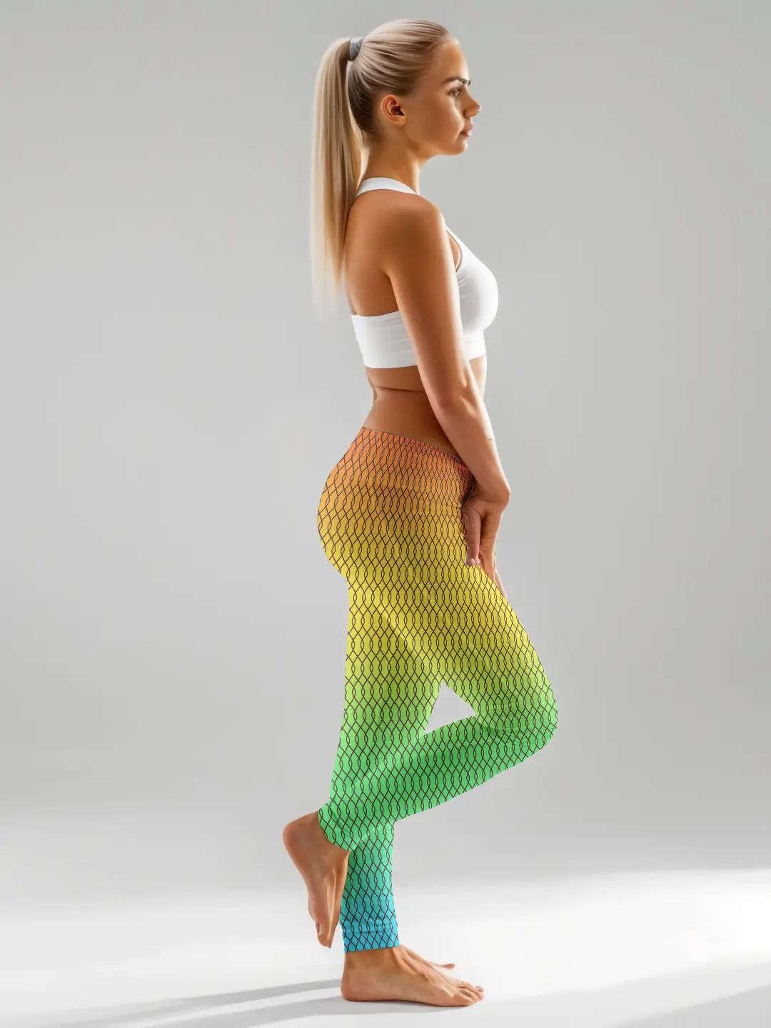 Multi Color Abstract Print Women Leggings - Image 3