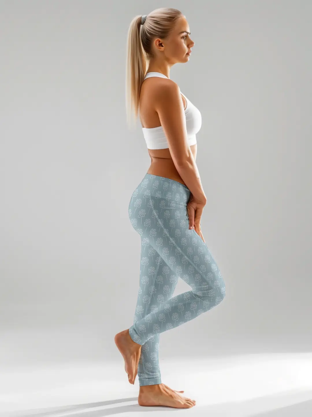 Roses Teal Women Leggings - Image 3