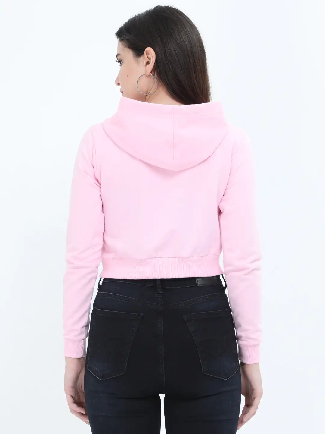 Women Cropped Hoodie Light Baby Pink - Image 2