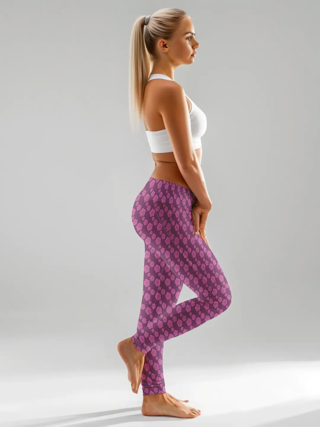 Floral Magenta Women Leggings - Image 3