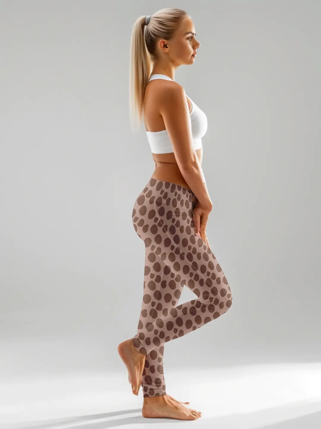 Polka Dots Brown Women Leggings - Image 3