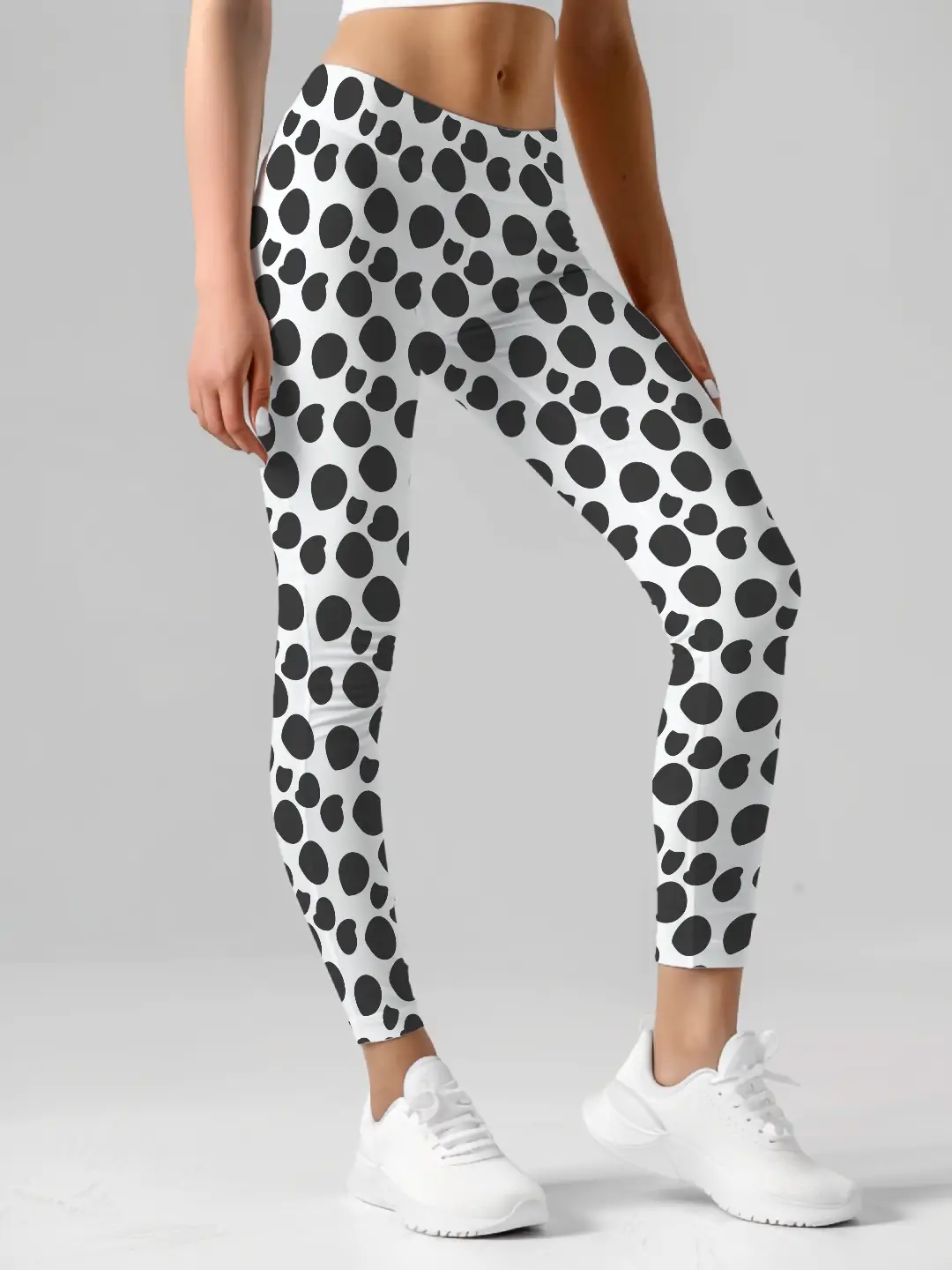 Polka Dots White Women Leggings