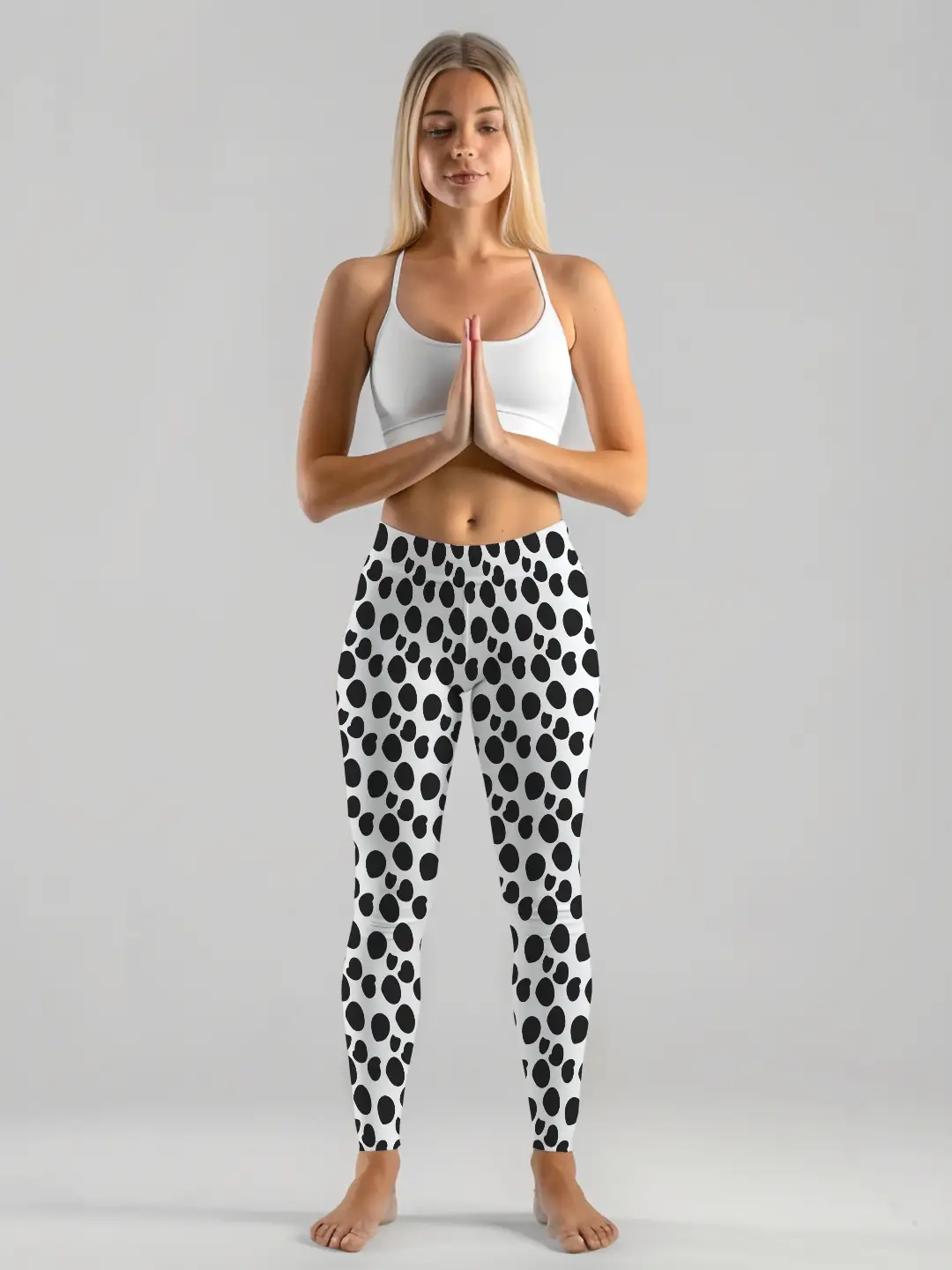 Polka Dots White Women Leggings - Image 2