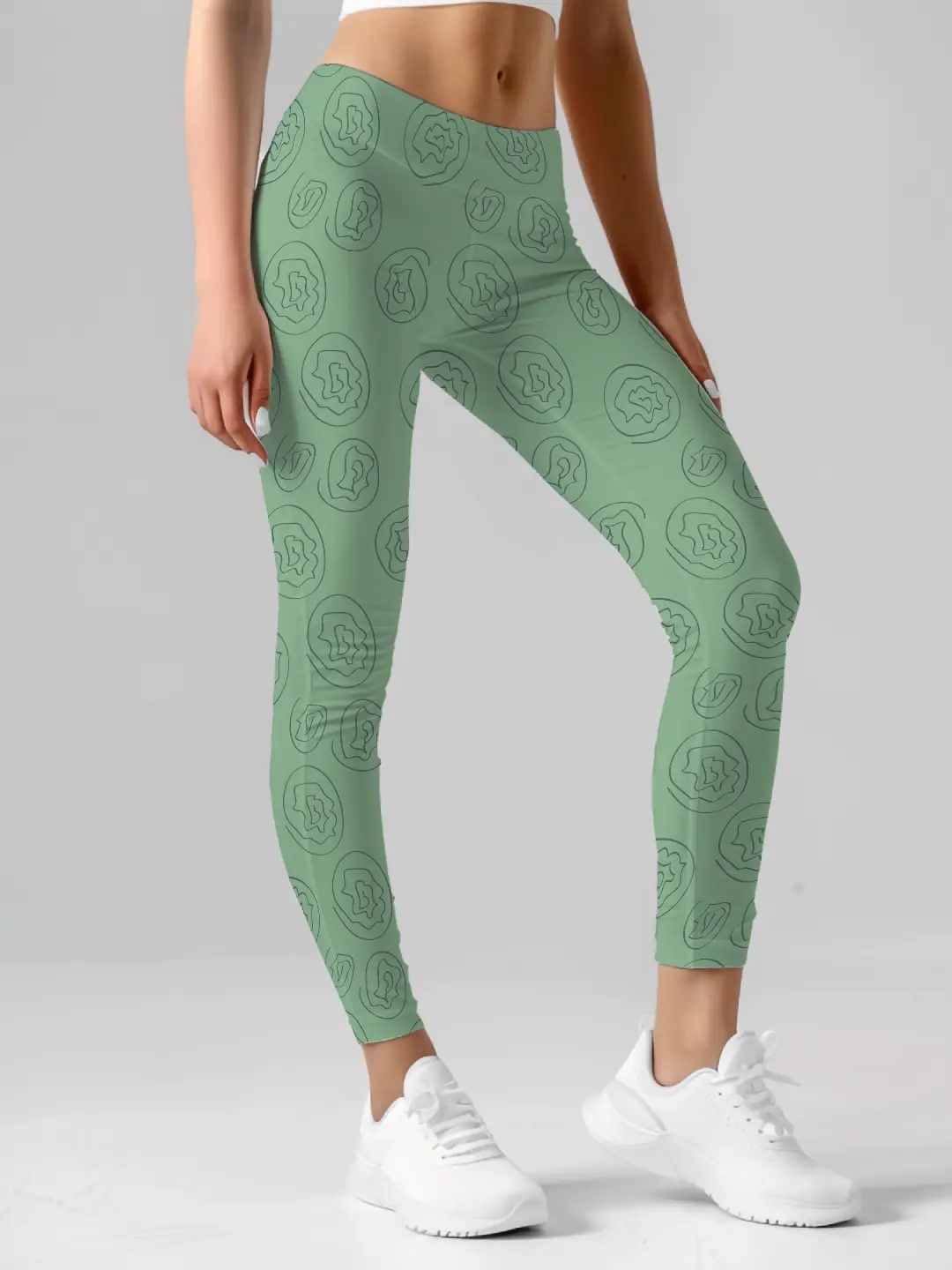 3/4 Floral Green Women Leggings