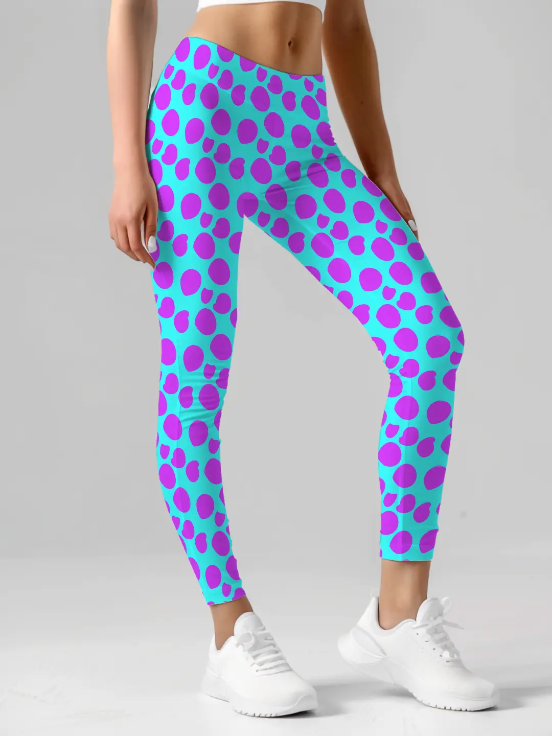 Polka Dots Purple Women Leggings - Image 2