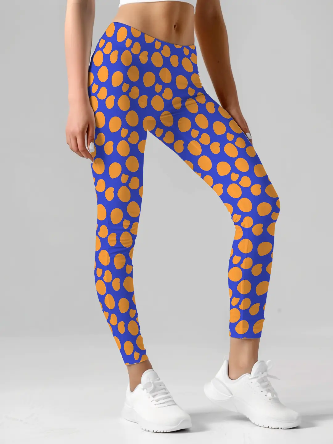 Polka Dots Blue Women Leggings - Image 4