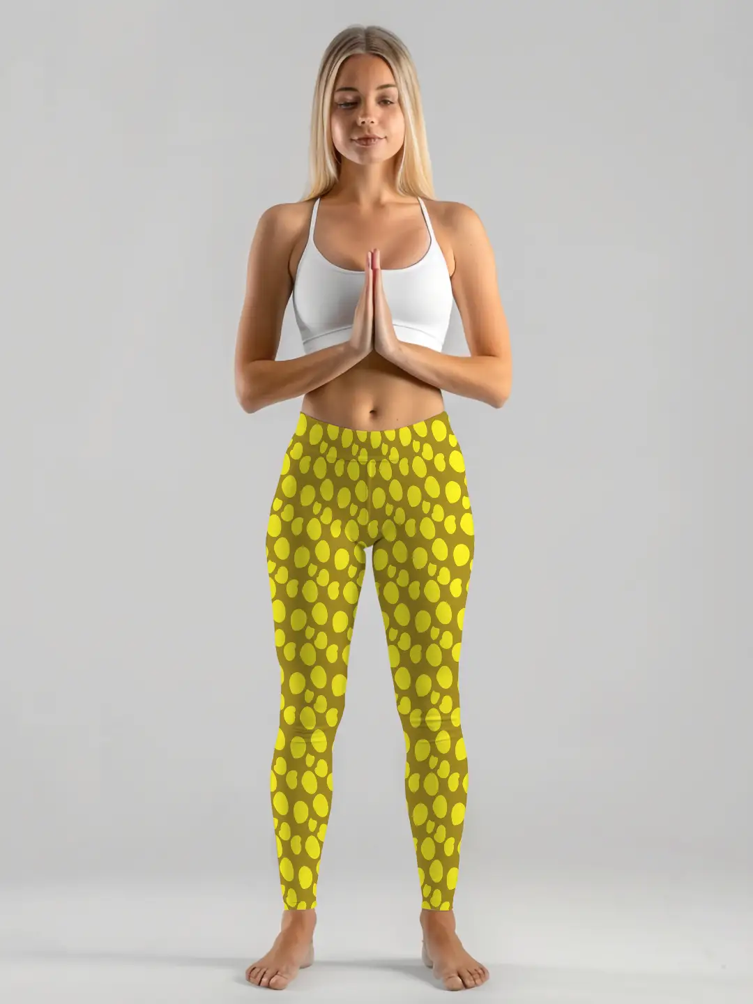 Polka Dots Yellow Women Leggings - Image 2