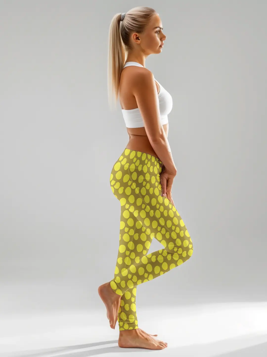 Polka Dots Yellow Women Leggings - Image 4