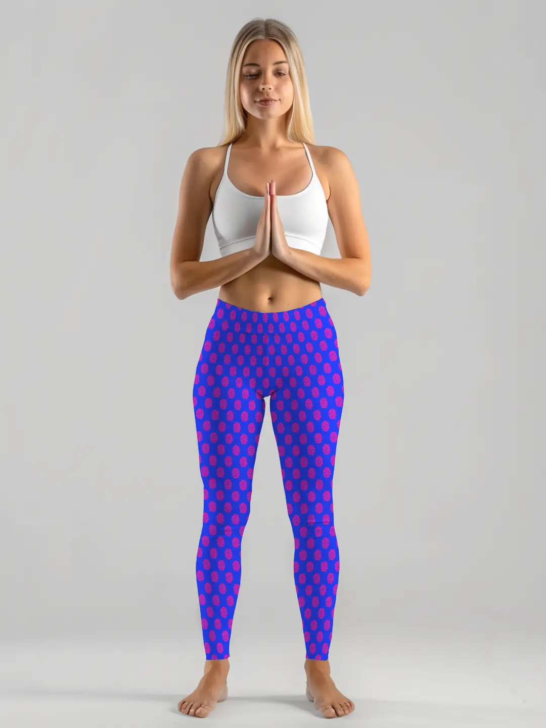 Flower Prints Blue Women Leggings - Image 2
