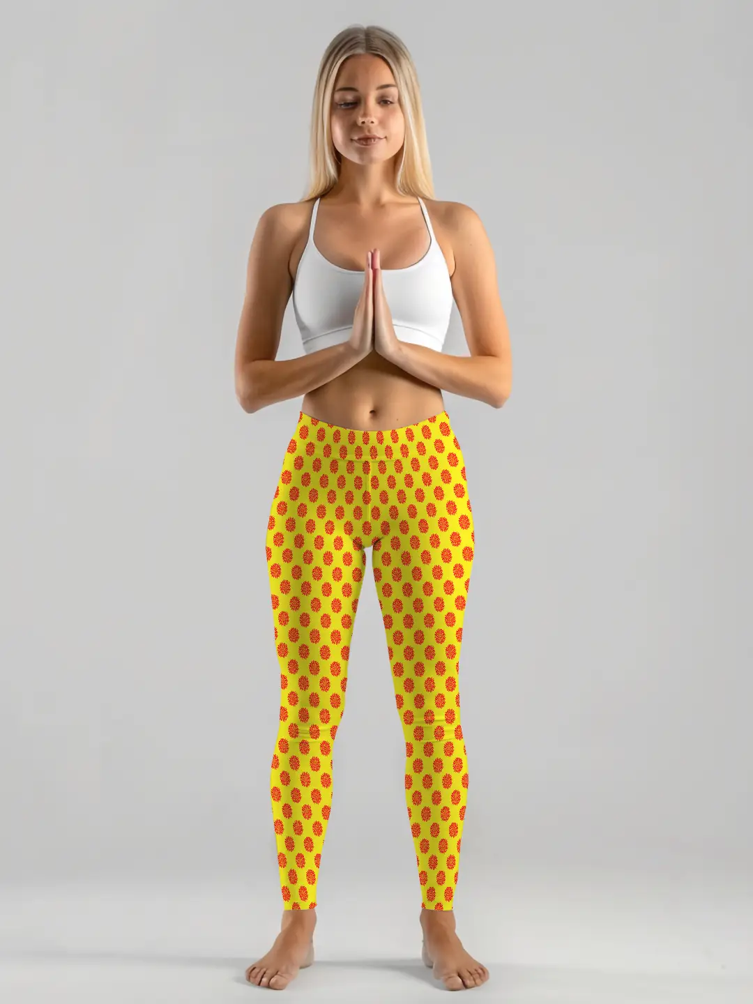 Flower Prints Yellow Women Leggings - Image 2