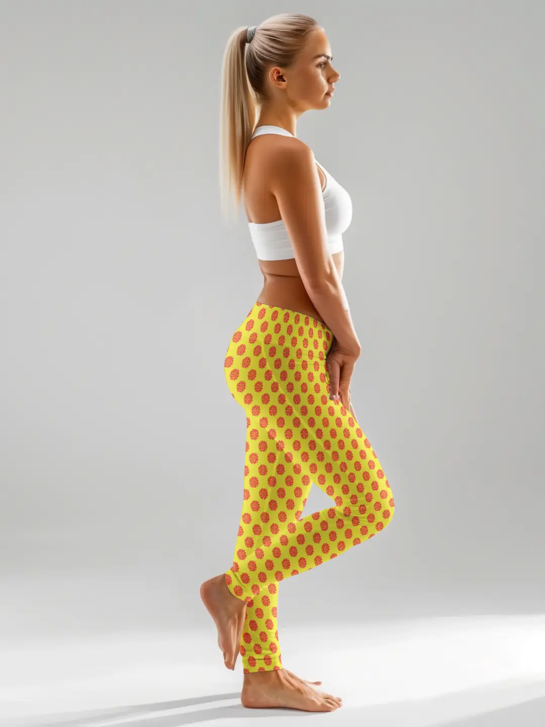 Flower Prints Yellow Women Leggings