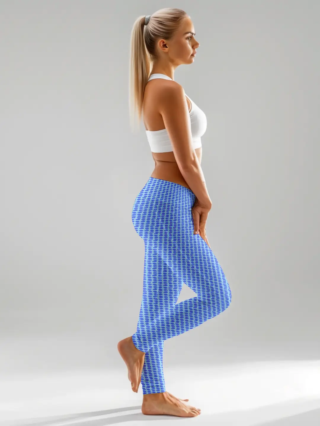 Pebbles Print Blue Women Leggings - Image 4