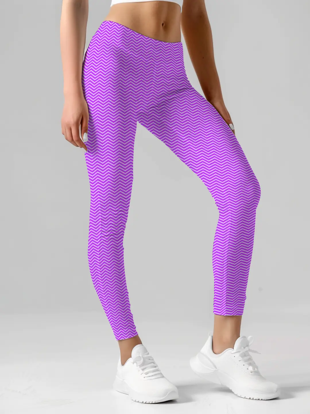 Zigzag Print Lavender Women Leggings