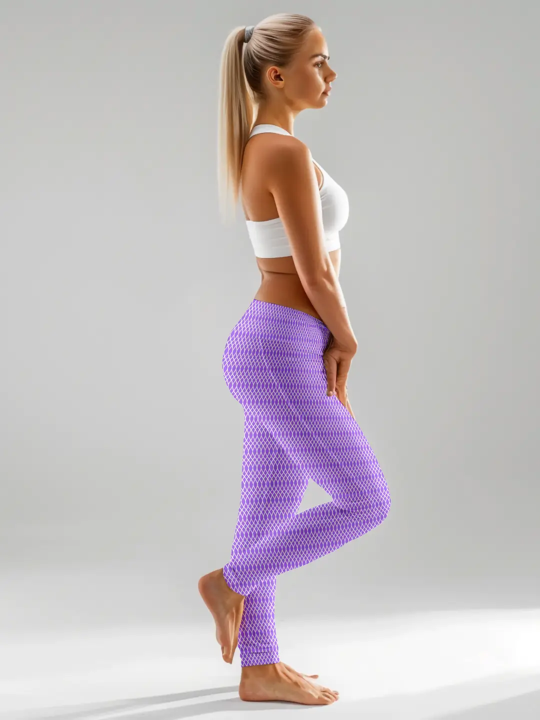 Stretchable Premium Elastane Lycra Purple Women Leggings - Image 3