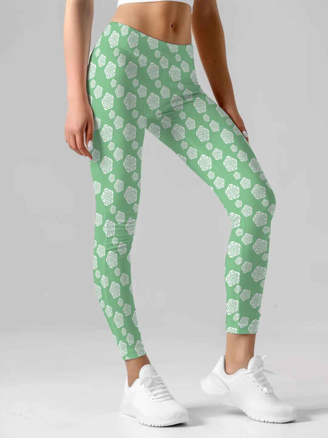 Floral Printed Parrot Green Women Leggings