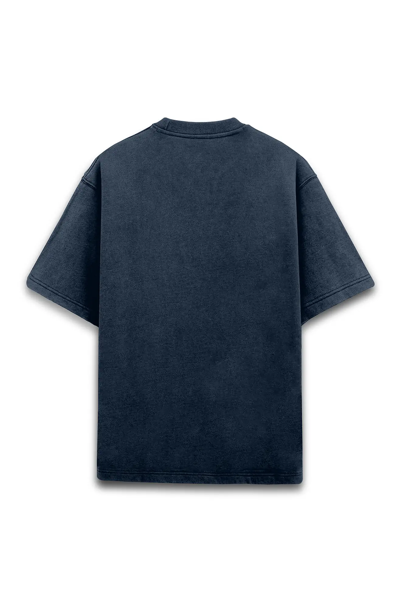 Turn On Back Printed Unisex Acid Washed Oversized T-shirt Navy Blue - Image 2